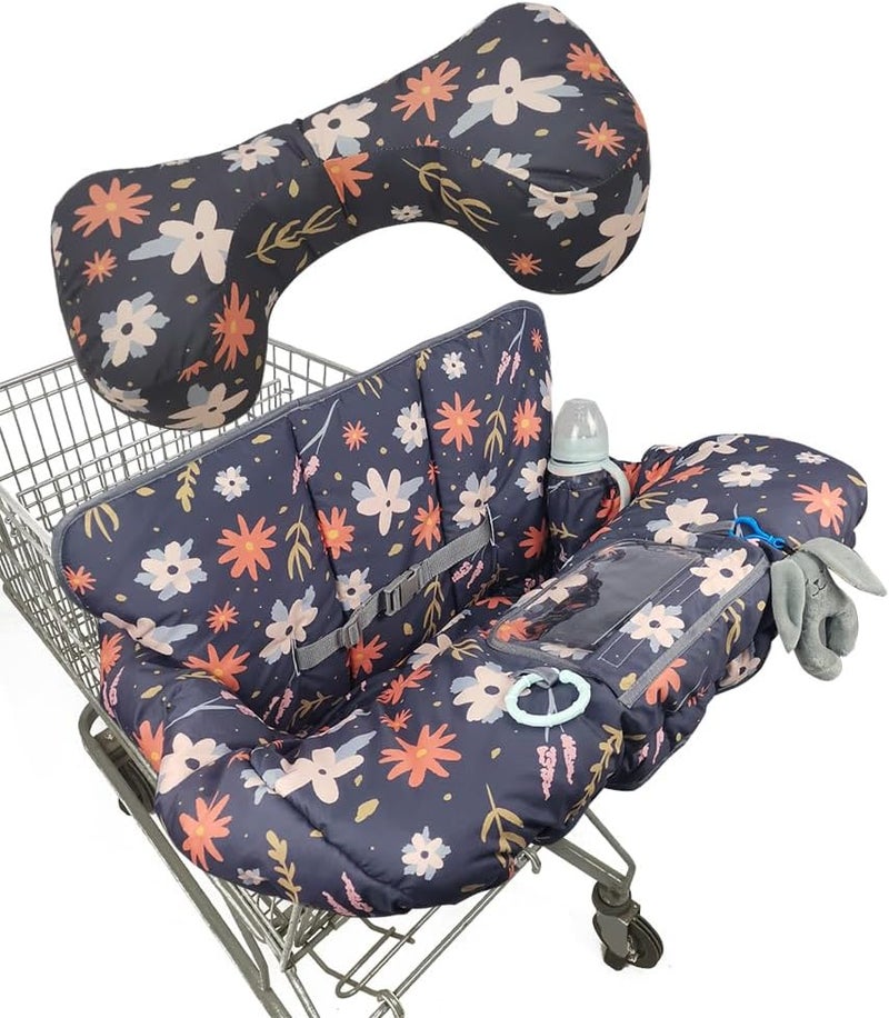 DODO NICI Shopping Cart Cover for Baby/Toddler, Cozy High Chair Cover, with Removable positioner, Dark Blue - Image 1